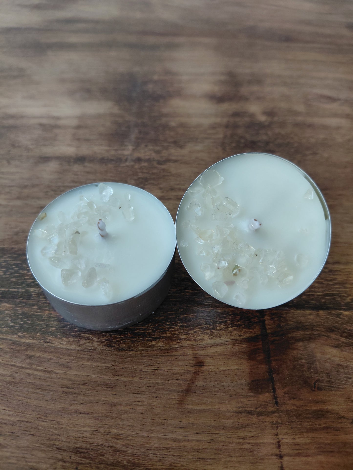 Vela de Té de Palo Santo y Cuarzo Blanco